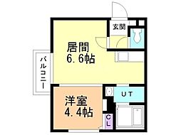 札幌市営東西線 宮の沢駅 徒歩2分の賃貸マンション 3階1DKの間取り