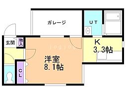 LivingwithMoto発寒3.3 1Kの間取図画像