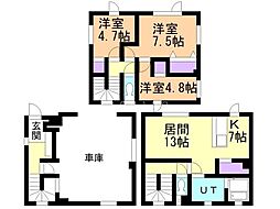 札幌市営東西線 発寒南駅 徒歩10分の賃貸一戸建て 1階3LDKの間取り