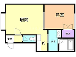 ルネッサンス宮の沢B 1DKの間取図画像