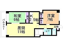 輪島ビル 2LDKの間取図画像