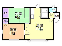 レジデンス発寒A 2LDKの間取図画像