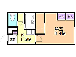 レオパレスモーリエ 2階1Kの間取り