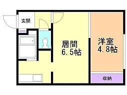 Ｌａｃｅｌｌｅ 4階1DKの間取り