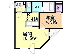 札幌市営東西線 琴似駅 徒歩7分の賃貸マンション 3階1LDKの間取り
