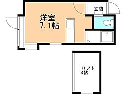 コテージ琴似 ワンルームの間取図画像