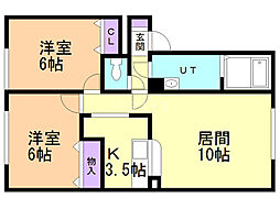 ハイマート手稲 2LDKの間取図画像