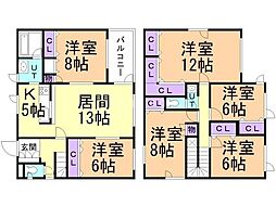 札幌市営東西線 発寒南駅 徒歩5分の賃貸一戸建て 1階6LDKの間取り