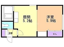 メゾンリッチ 1DKの間取図画像