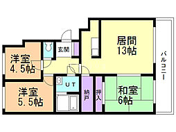 デイトナ 3LDKの間取図画像