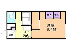レオパレスフロラシオン 1Kの間取図画像