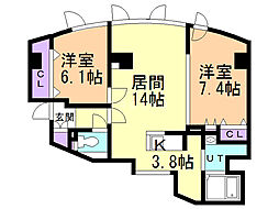 Cuore手稲本町 2LDKの間取図画像