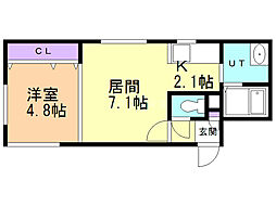 シャングリ・ラ手稲 1DKの間取図画像