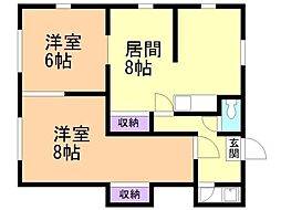 藤井アパート 2DKの間取図画像