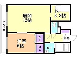 ボランハイツ山の手 1LDKの間取図画像