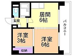 コスモレジデンス 2DKの間取図画像