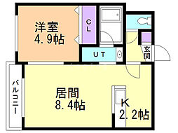 シャリテ八軒-1 1LDKの間取図画像