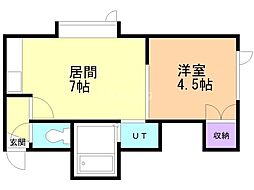 サンコート・リラ 1DKの間取図画像