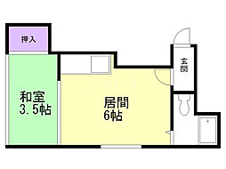 クリスタルハイツ 1DKの間取図画像