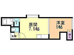さっけんパレスB 1DKの間取図画像