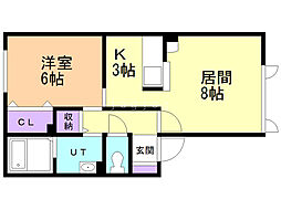 WellVilla桂岡 1LDKの間取図画像