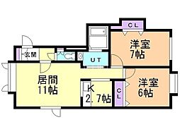 Zermatt 2LDKの間取図画像