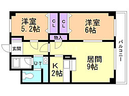 ラパルク緑ケ丘 2LDKの間取図画像