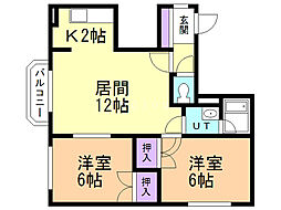 NKハイツ 2LDKの間取図画像