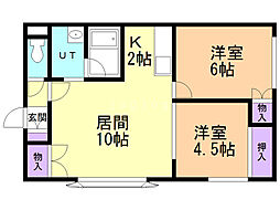 サイレント西野 2LDKの間取図画像