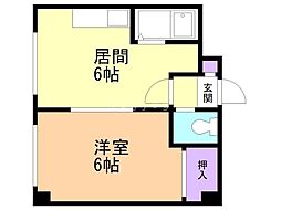 エヴァ八軒 1DKの間取図画像