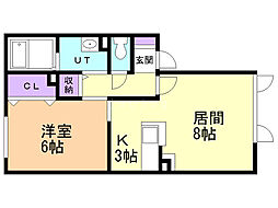 WellVilla桂岡 1LDKの間取図画像