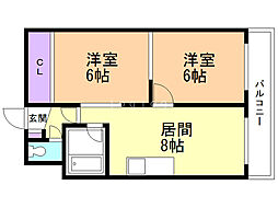 サンライト発寒 2LDKの間取図画像