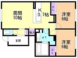 ラグランジュD 2LDKの間取図画像