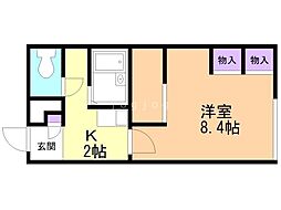 レオパレスクレールはまなす 1Kの間取図画像