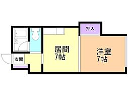 ラベラヴィータ西町 1DKの間取図画像