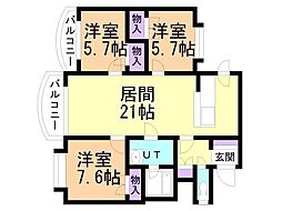 ラビリンス山の手 3LDKの間取図画像