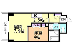 プライムアーバン宮の沢 1LDKの間取図画像