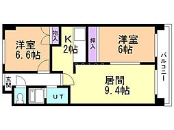 杉原マンション 2LDKの間取図画像