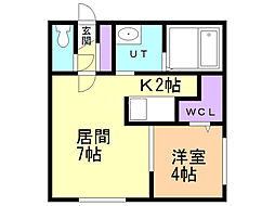 セントニア山の手 1LDKの間取図画像