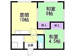 はまや荘 2LDKの間取図画像