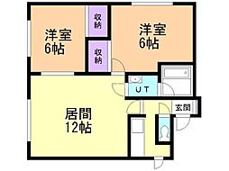 道下ハイツ2 2LDKの間取図画像