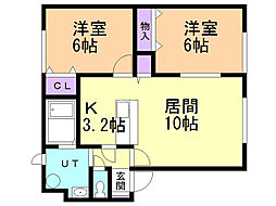 セジュール西町 2LDKの間取図画像