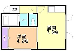高伸ハイム 1DKの間取図画像