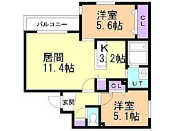 札幌市西区山の手三条3丁目マンション 2LDKの間取図画像