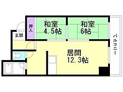 ドミ西野 2LDKの間取図画像