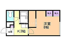 レオパレスハッサムB 1Kの間取図画像