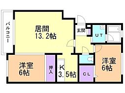 ルネサンス山の手 2LDKの間取図画像