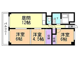 メゾンド山の手 3LDKの間取図画像