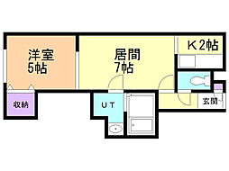 サンコート西町 1LDKの間取図画像