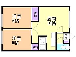 サン・富丘MS 2LDKの間取図画像